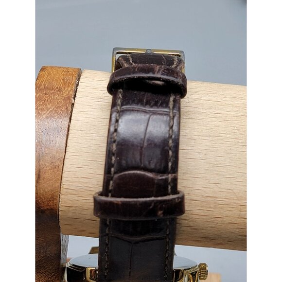 Guess Steel Mens Watch 39mm Gold Plated Case 7.25" Crocodile Leather Band VTG - Picture 14 of 16